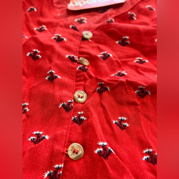 Superdry Sunny lace detail button front top in Red Ditsy Size: 6 NWT - Picture 5 of 11